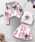 Ensemble 3 pièces Stitch & Angel – Hoodie, Top & Jupe