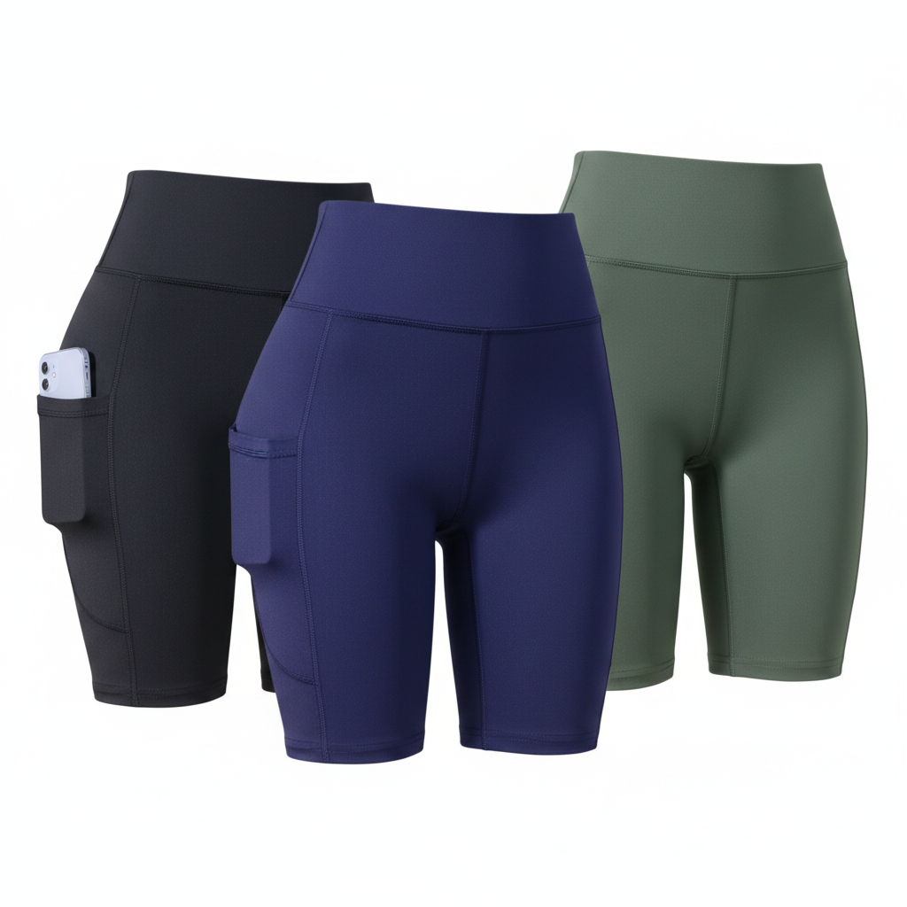 Shorts Sport Femme Taille Haute – Poche Téléphone