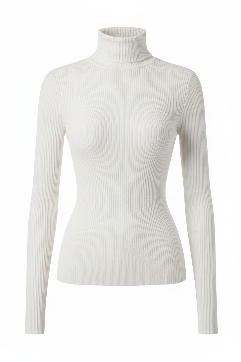 Pull Col Roulé Femme – Maille Côtelée Ajustée | 3 Coloris