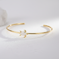 Bracelet Jonc Tortue - Charm Opale Doré