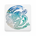 Pochoir Tortue de Mer & Fleurs d'Hibiscus